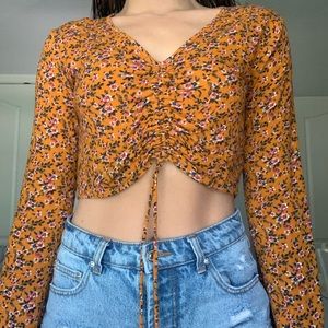 long sleeved floral crop top